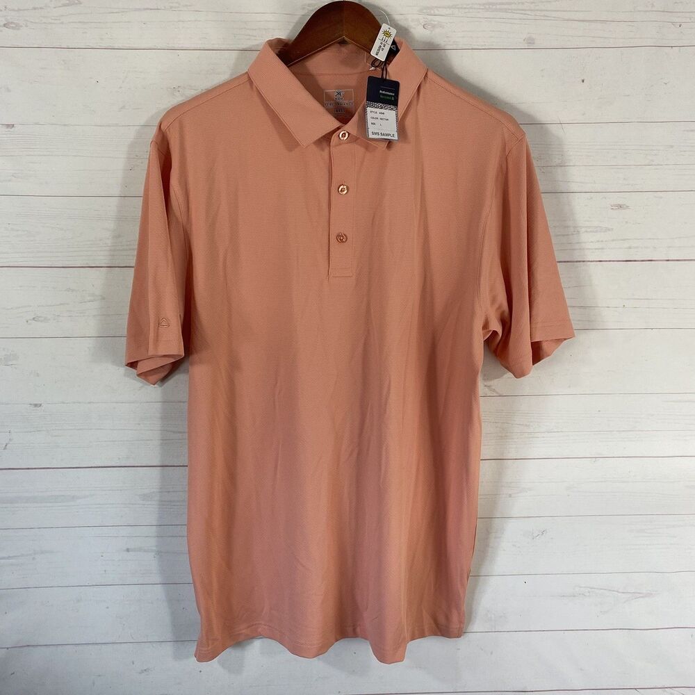 Ahead Performance Mens Short Sleeve Golf Polo Shirt Sz Large Nectar New